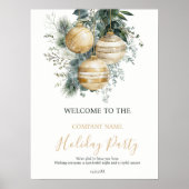Corporate Gold Baubles Greenery Christmas Welcome Poster (Voorkant)