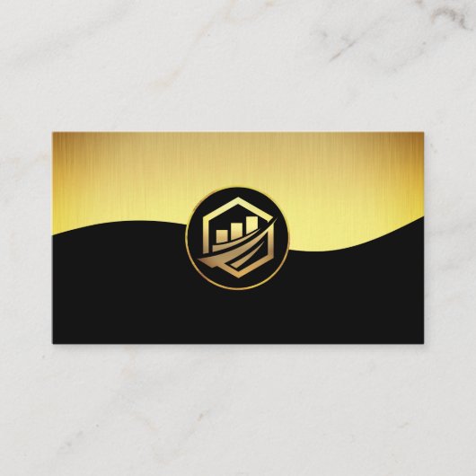 Corporate Gold Black | Goud financieel logo Visitekaartje (Voorkant)