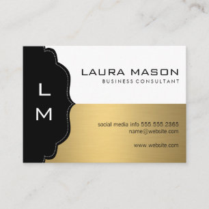 Corporate Gold Black met monogram Visitekaartje