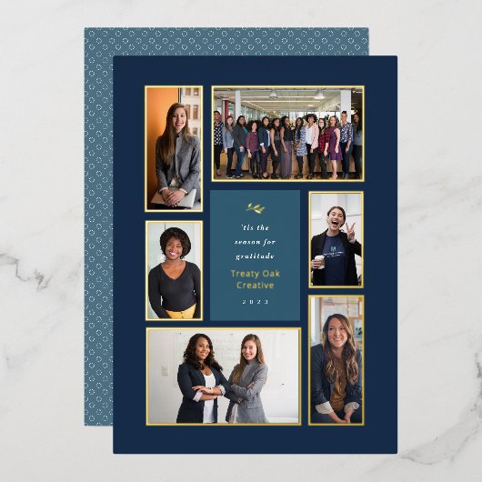 Corporate Gold Framed 6-fotogalerie Folie Feestdagenkaart (Voorkant / Achterkant)