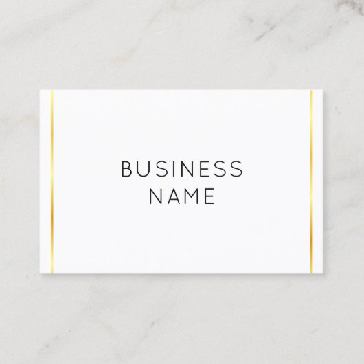 Corporate Gold Striped White Modern Elegant Visitekaartje (Voorkant)