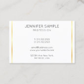 Corporate Gold Striped White Modern Elegant Visitekaartje (Achterkant)