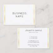 Corporate Gold Striped White Modern Elegant Visitekaartje (Voorkant / Achterkant)