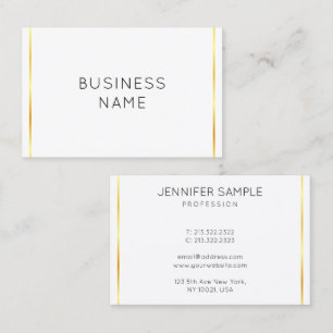 Corporate Gold Striped White Modern Elegant Visitekaartje