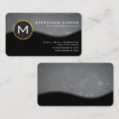 Corporate Gold Trim Monogram en Slate Visitekaartje (Voorkant / Achterkant)