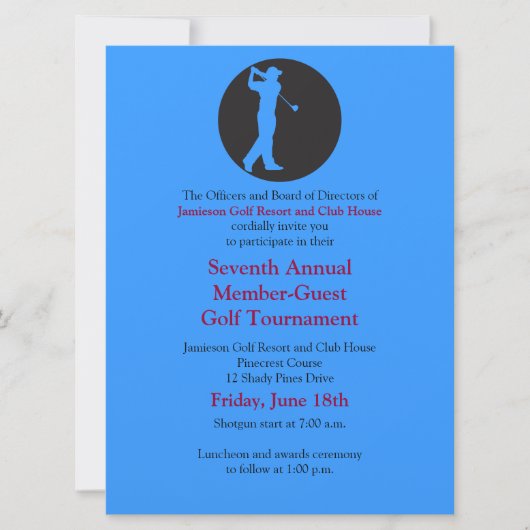 Corporate Golf Tournament Invitation Kaart (Voorkant)