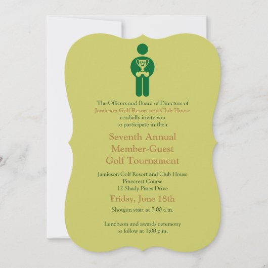 Corporate Golf Tournament Invitation Kaart (Voorkant)