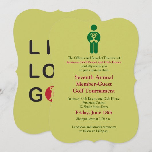 Corporate Golf Tournament Invitation Kaart (Voorkant / Achterkant)