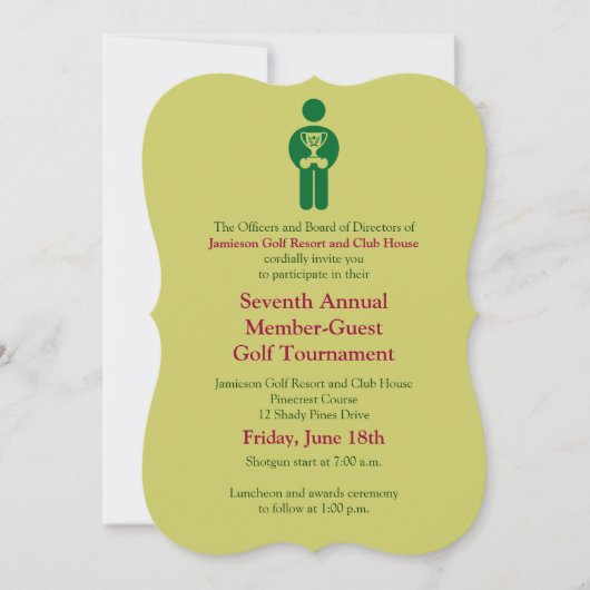 Corporate Golf Tournament Invitation Kaart (Voorkant)