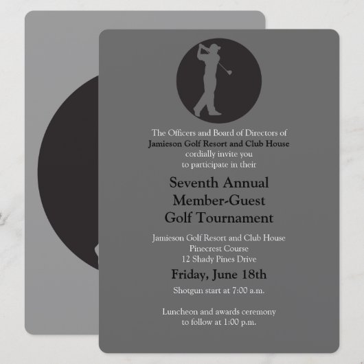 Corporate Golf Tournament Invitation Kaart (Voorkant / Achterkant)