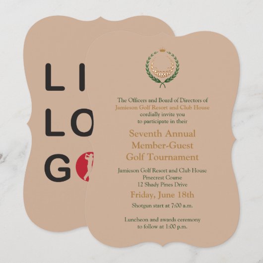 Corporate Golf Tournament Invitation Kaart (Voorkant / Achterkant)