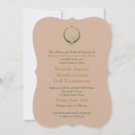Corporate Golf Tournament Invitation Kaart (Voorkant)
