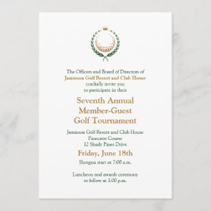 Corporate Golf Tournament Invitation Kaart