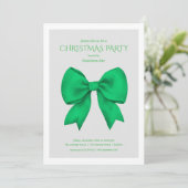 Corporate Green Bow Christmas Holiday Party  Kaart (Staand voorkant)