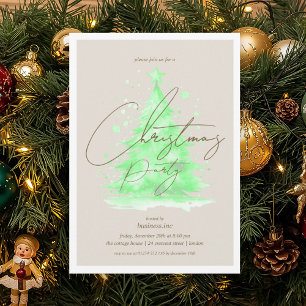 Corporate Green Christmas Tree Holiday Party Kaart