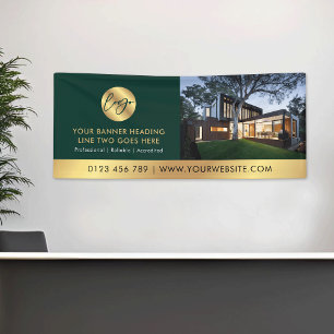 Corporate Green & Gold Logo Advertentie Zakelijke  Spandoek