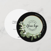 Corporate Green Wreath Custom Logo 2023 Vakantie Feestdagenkaart (Voorkant / Achterkant)