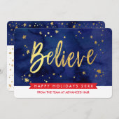 CORPORATE HOLIDAY geloven script marine rood goud Feestdagenkaart (Voorkant / Achterkant)