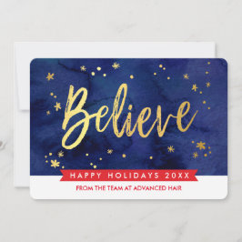 CORPORATE HOLIDAY geloven script marine rood goud Feestdagenkaart