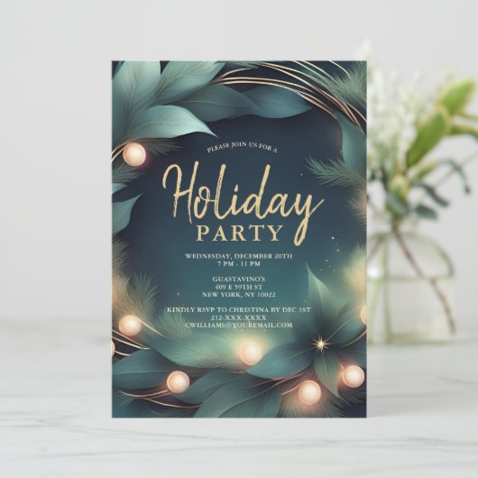 Corporate Holiday Kantoor Party Invitation Feestdagenkaart (Staand voorkant)