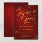 Corporate Holiday Luncheon Elegant Gold Snowflakes Feestdagenkaart (Voorkant / Achterkant)