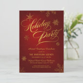 Corporate Holiday Luncheon Elegant Gold Snowflakes Feestdagenkaart (Staand voorkant)