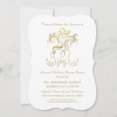 Corporate Holiday Party Elegant Gold Reindeer Kaart (Voorkant)