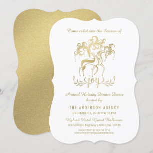 Corporate Holiday Party Elegant Gold Reindeer Kaart