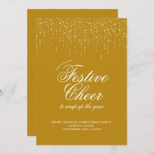 Corporate Holiday Party Goud Wit Feestelijke Cheer Kaart (Voorkant / Achterkant)