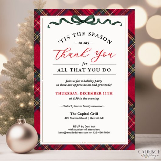 Corporate Holiday Party Invitation - Thank You Red Kaart