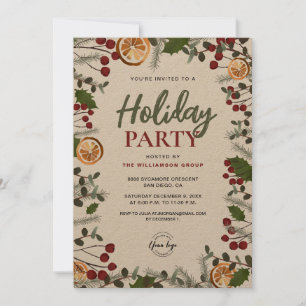 Corporate Holiday Party Kerst gebladerte Kaart