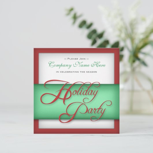 Corporate Holiday Party - Rood & Groen Uitnodiging (Staand voorkant)