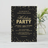 Corporate Holiday Party | Trendy Gold Glitter Stip Kaart (Staand voorkant)