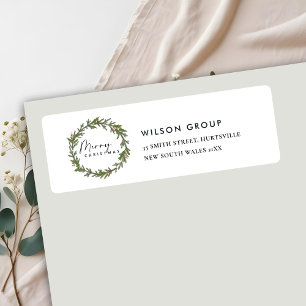 CORPORATE HOLLY BERRY WREATH CHRISTMAS ADRES ETIKET