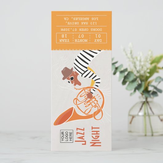 Corporate Jazz Music Night Ticket-uitnodiging Kaart (Staand voorkant)