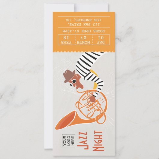 Corporate Jazz Music Night Ticket-uitnodiging Kaart (Voorkant)