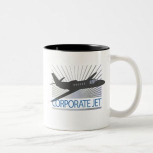 Corporate Jet Vliegtuig Tweekleurige Koffiemok