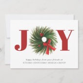 Corporate JOY Waterverf Wreath Red Holiday Kaart (Voorkant)