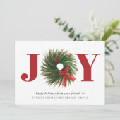 Corporate JOY Waterverf Wreath Red Holiday Kaart (Staand voorkant)