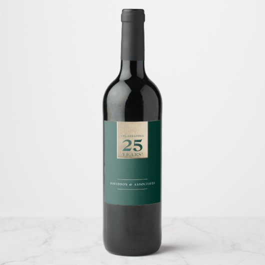 CORPORATE JUBILEUM business wit groen goud Wijn Etiket (Voorkant)