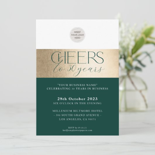CORPORATE JUBILEUM elegant zakelijk groen goud Kaart (Staand voorkant)