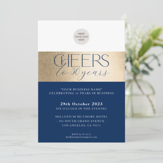 CORPORATE JUBILEUM elegant zakelijk marinegoud Kaart (Staand voorkant)