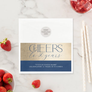 CORPORATE JUBILEUM elegant zakelijk marinegoud Servet