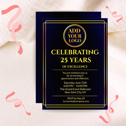 Corporate Jubileum Invite – Navy Blue Gradient Kaart