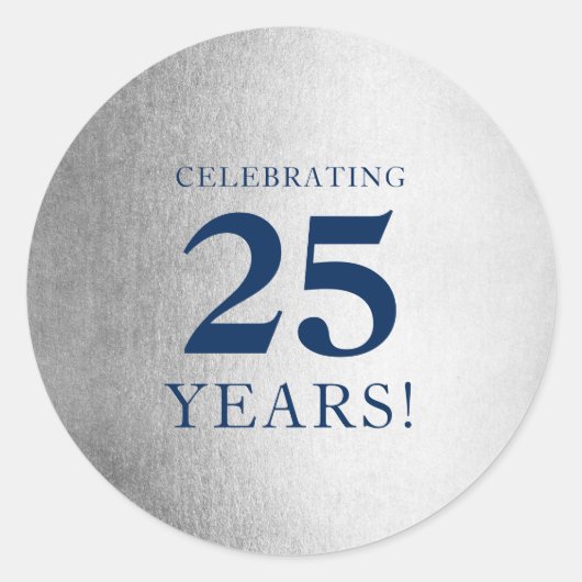 CORPORATE JUBILEUM stijlvolle business navy zilver Ronde Sticker (Voorkant)