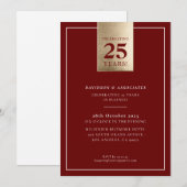 CORPORATE JUBILEUM stijlvolle zakelijke maroon gou Kaart (Voorkant / Achterkant)