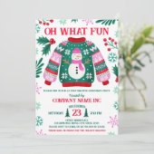 Corporate Kantoor Holiday Ugly Sweater Party Kaart (Staand voorkant)