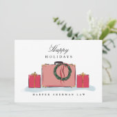 Corporate Kantoor Travel Koffer Vakantie Feestdagenkaart (Staand voorkant)