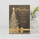 CORPORATE Kerstboom Lint Gouden Feest Kaart (Staand voorkant)