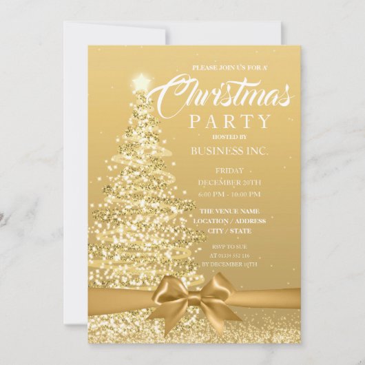 CORPORATE Kerstboom Lint Gouden Feest Kaart (Voorkant)